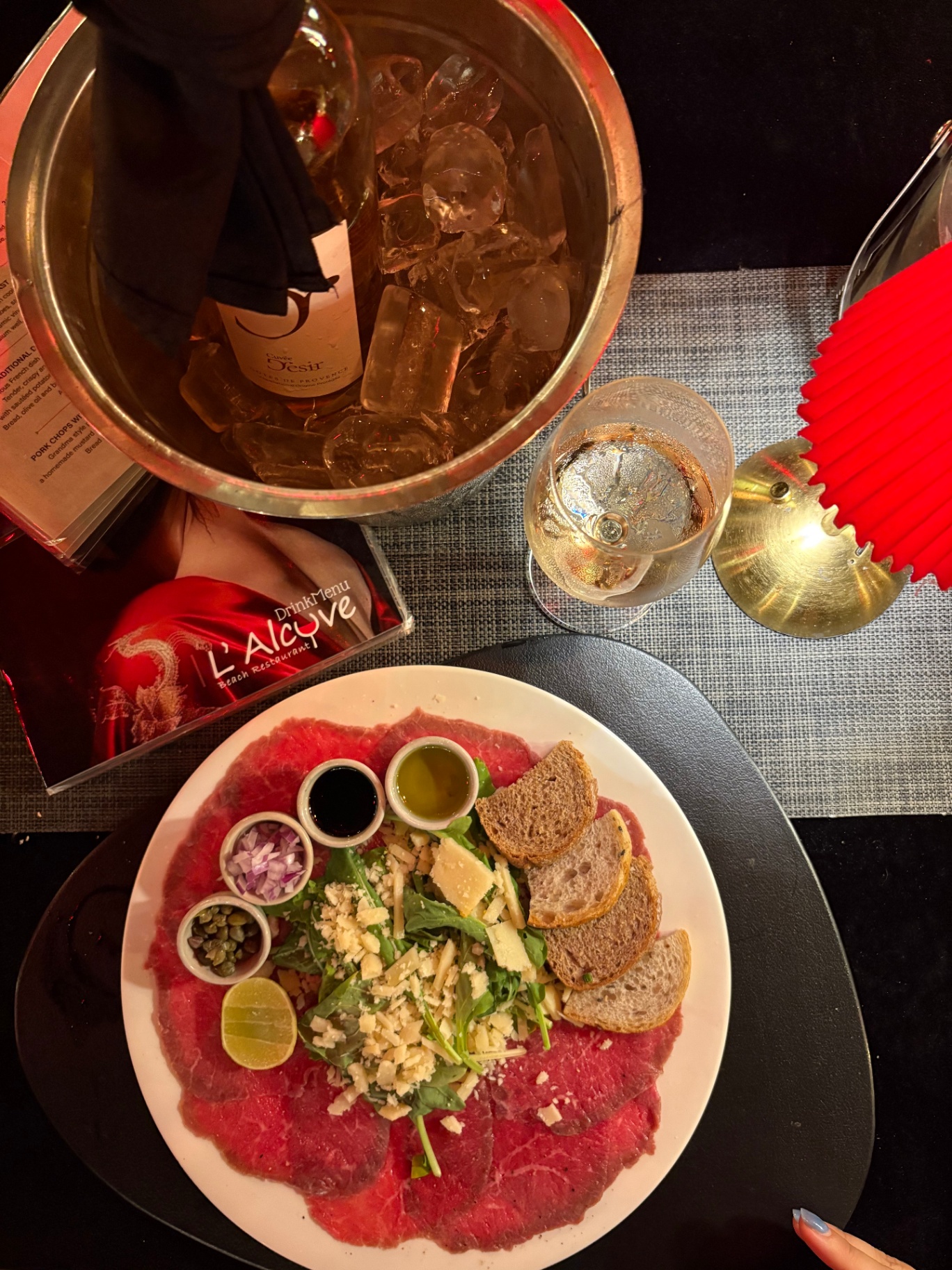 Beef carpaccio with rosé de Provence